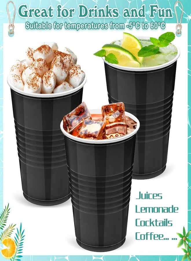 Kochorie 50 Pack Black Gold Disposable Plastic Cups 12 Ounce Drinking Party Cups Bulk Party for Wedding Birthday Graduation, Picnics Events - Image 3